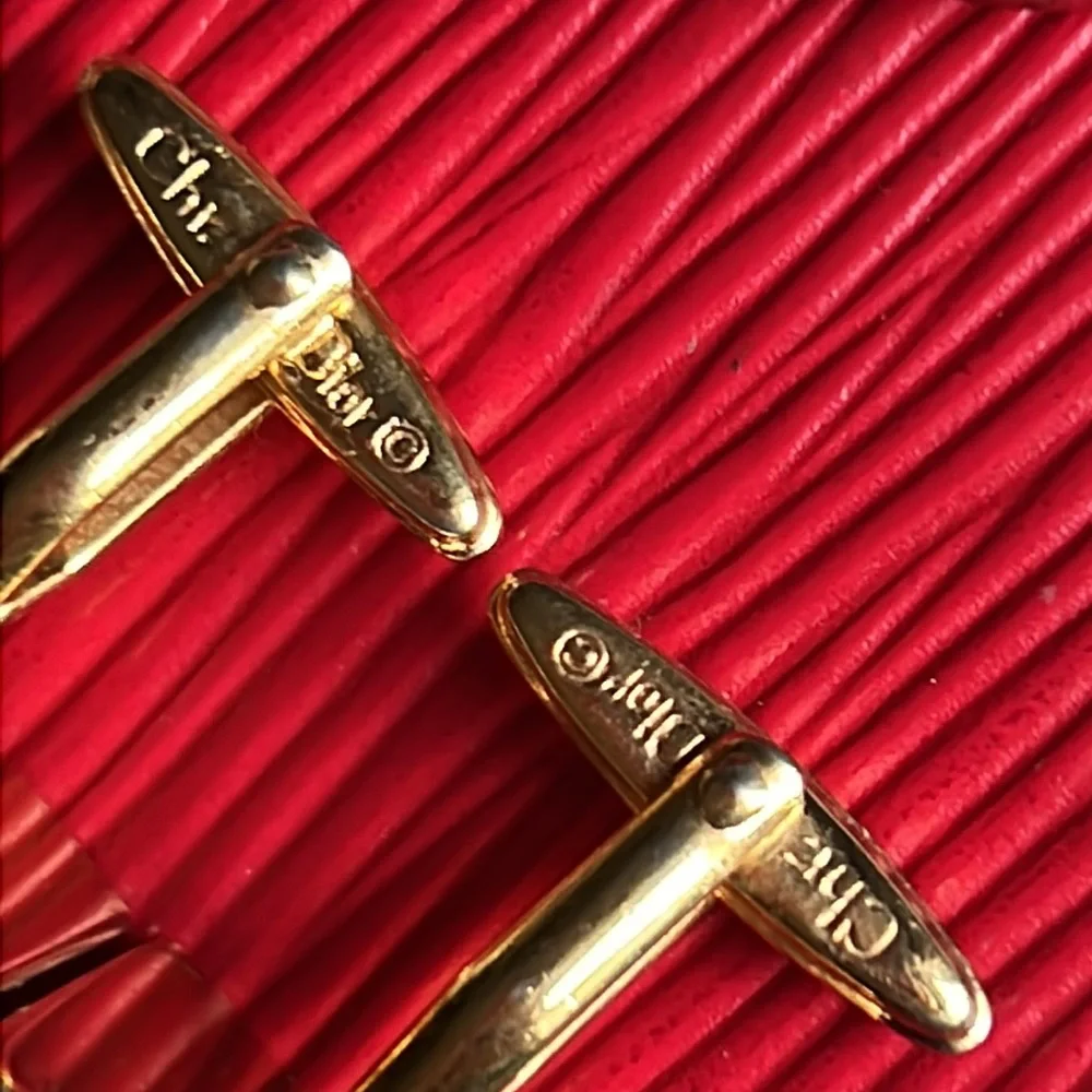 Christian Dior Men's Cuff links Gold & Silver Tone Vintage authentic